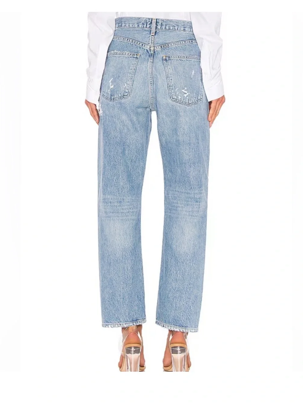 AGOLDE || 90's Mid Rise Loose Fit Jeans in Fall Out Distressed Blue 24